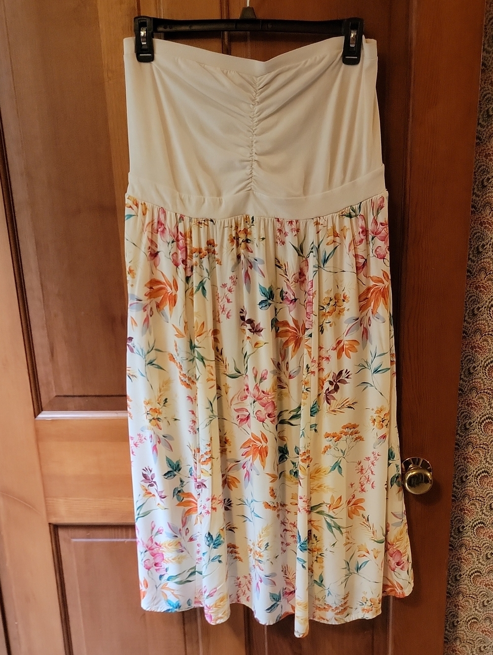 Torrid Floral Strapless Tube Midi Dress Cream Pockets Size 1 Plus